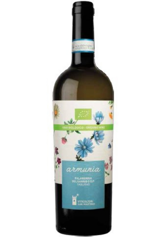 wine vino bottiglia Armunia Falanghina del Sannio DOP Taburno 2021 Bio. Perfetti gli abbinamenti con antipasti e primi piatti di pesce, pasta e carni bianche, grigliate di pesce e verdura. Provenienza: Campania