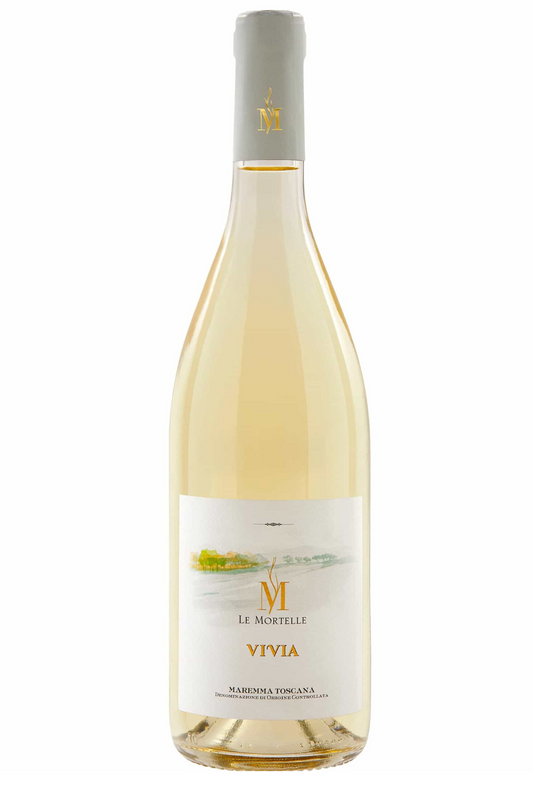 vino Vivia Maremma Toscana DOC 2021 - Fattoria Le Mortelle, Marchesi Antinori. Colorazione Giallo paglierino. Perfetti gli abbinamenti con piatti a base di pesce e carni bianche. Acquistalo ora su Sparkleitaly.it. in offerta per black friday