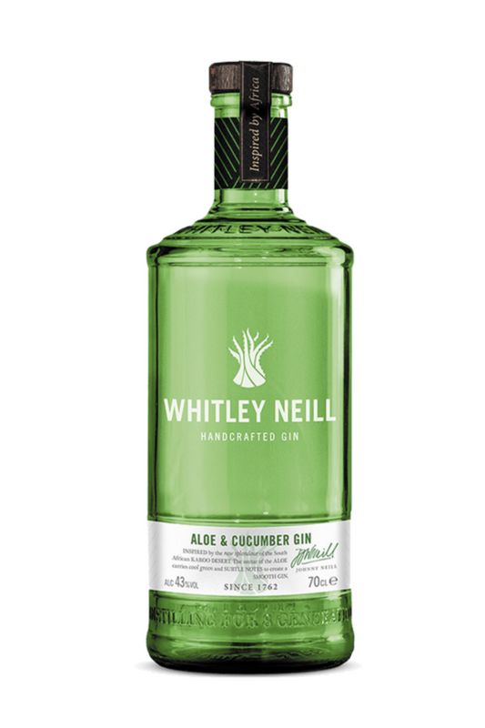 gin distillato Gin Whitley Neill Aloe & Cocumber. Provenienza Regno Unito. Infusione africana artigianale di cetriolo fresco, verde e terroso con succulenta aloe Karoo. Ordinalo qui online su Sparkleitaly.it 