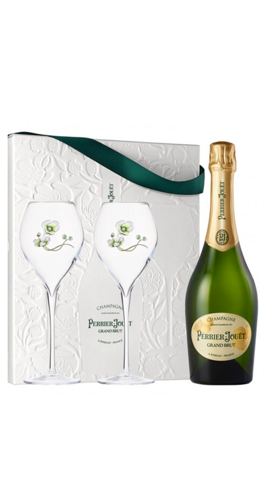 Champagne Perrier-Jouët Grand Brut Paquete de espalda con dos copas